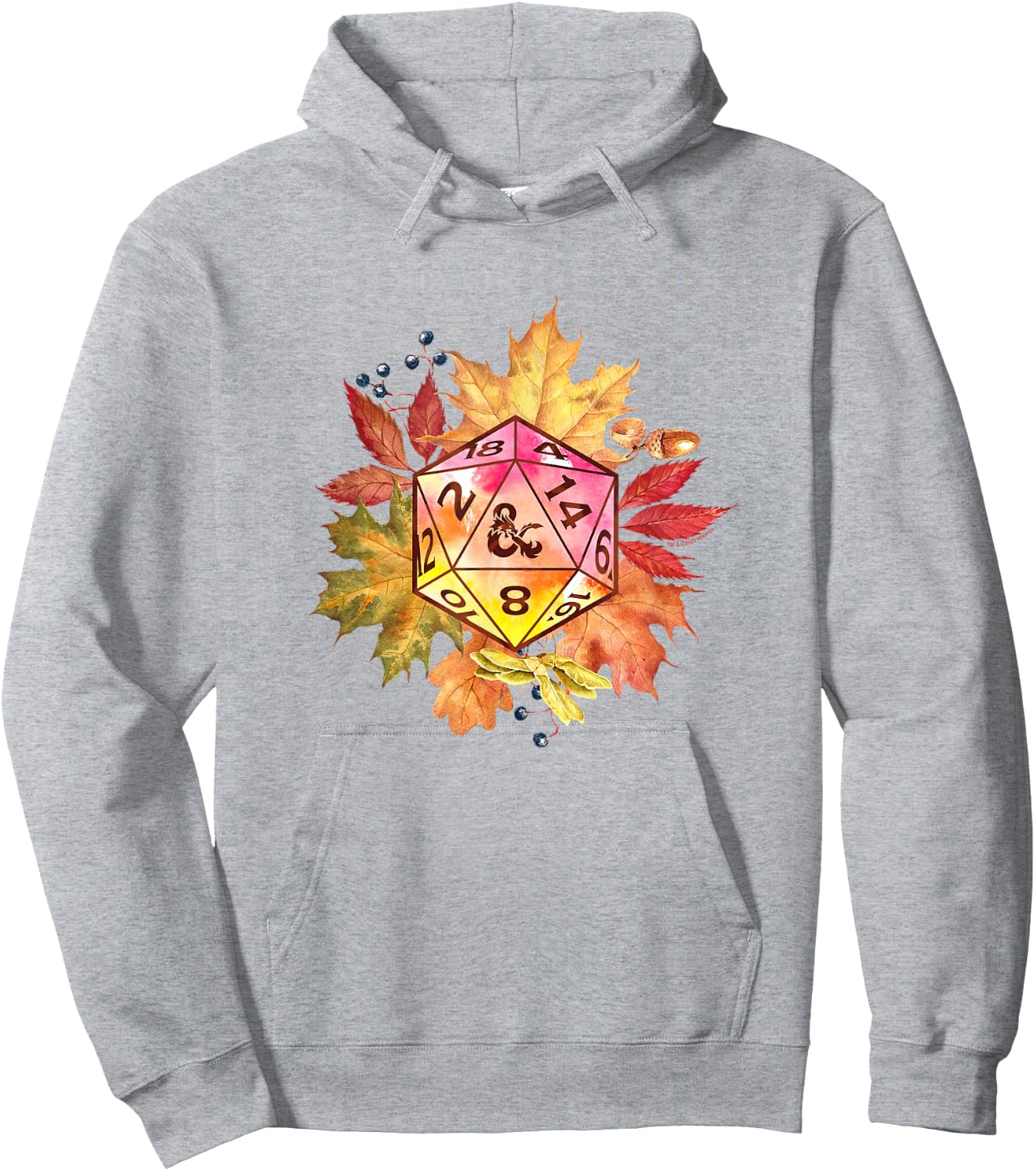 Dungeons & Dragons Autumn Fall Foliage Watercolor Dice Logo Hoodie - Hoodie | Ash