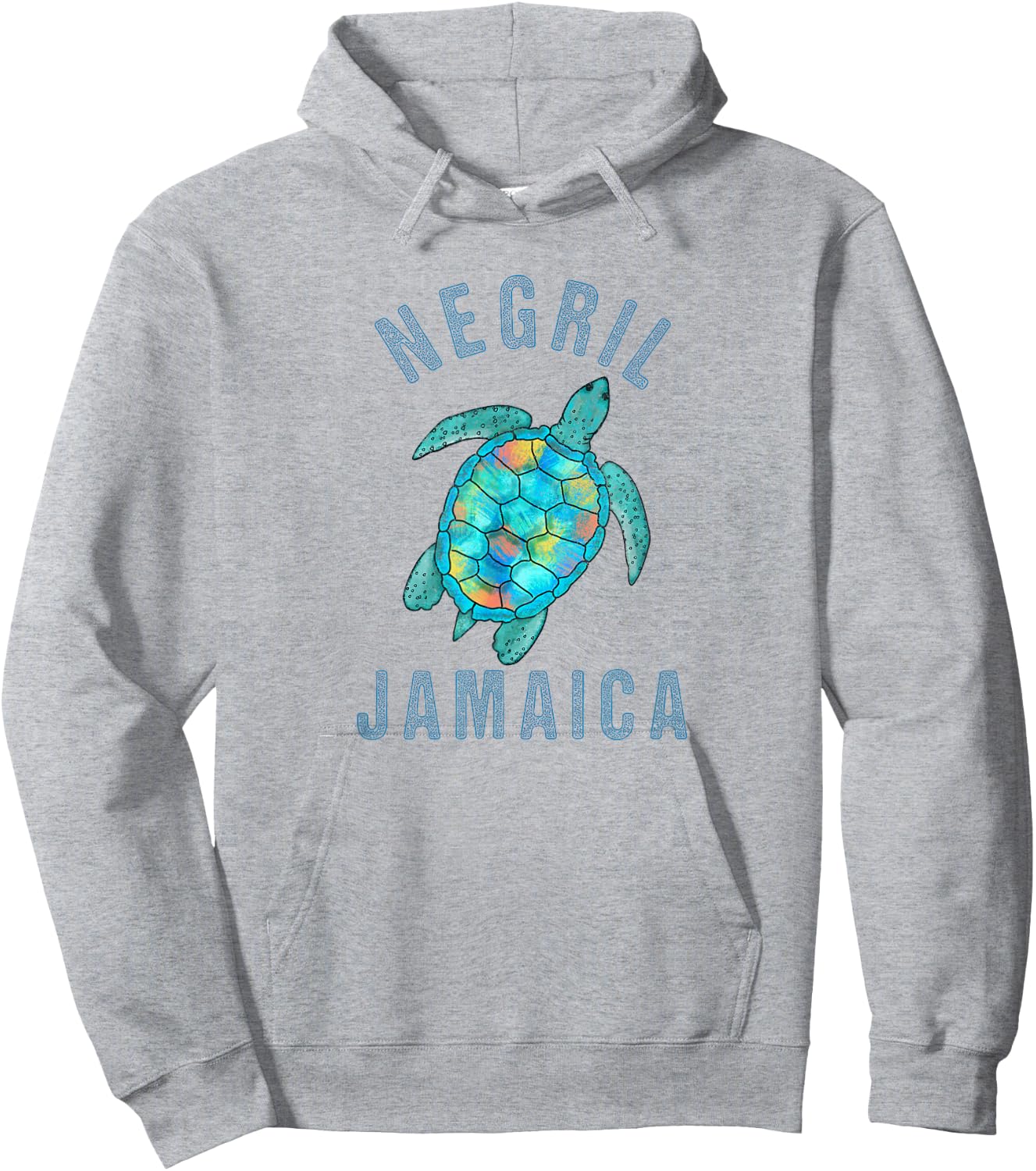 Negril, Jamaica Beach Design / Sea Turtle Illustration Gift Hoodie - Hoodie | Ash