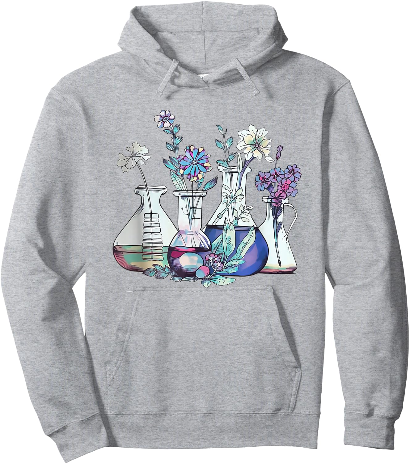 Floral Beakers Laboratory Chemistry Lab Scientist Lab Tech Hoodie - Hoodie | Ash