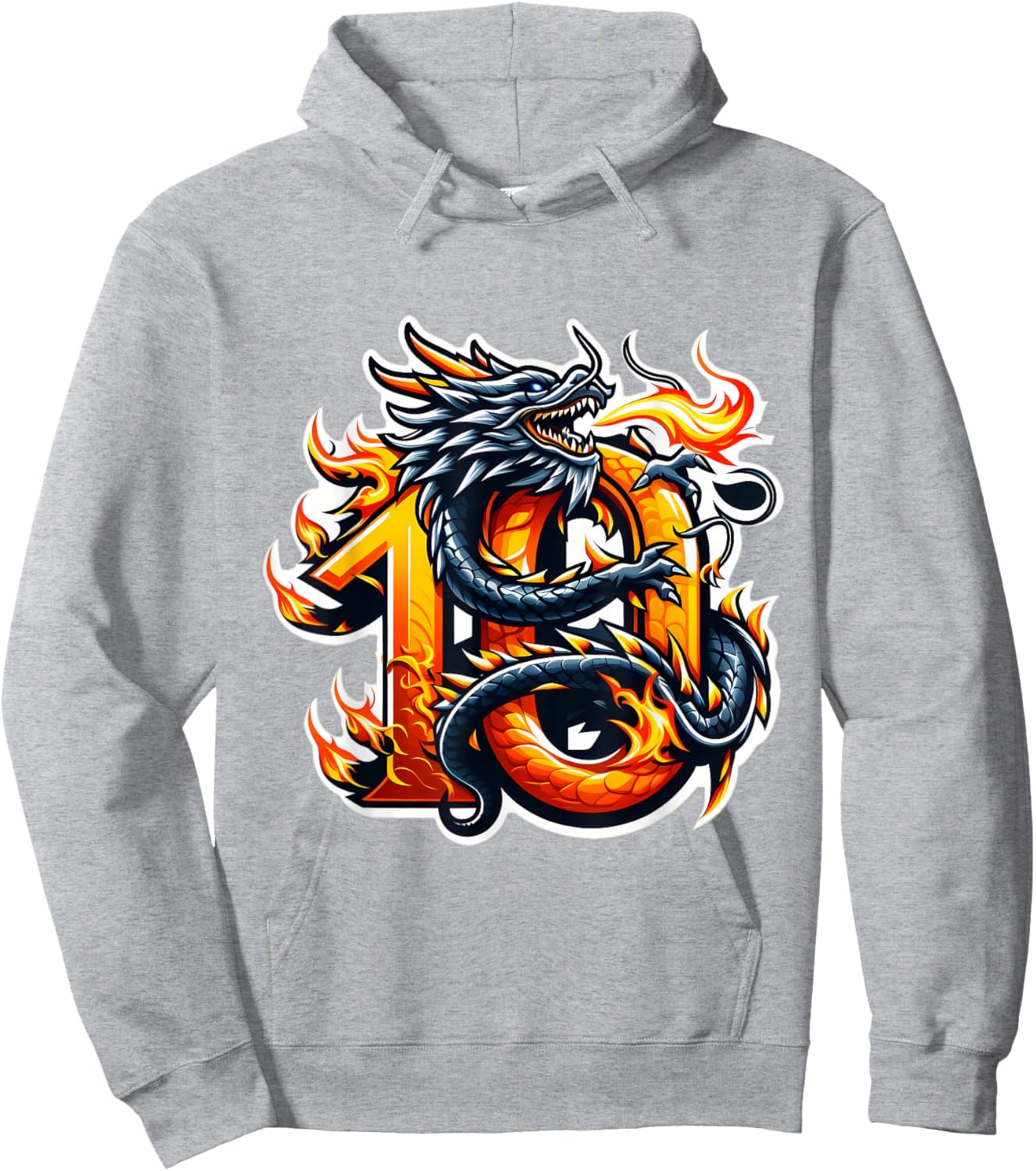 Turning 10 Years Old Dragon Birthday Party 10th Boy, Girl Hoodie - Hoodie | Ash