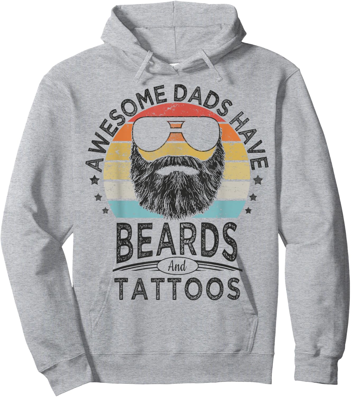 Awesome Dads Have Beards and Tattoos | Funny bearded dad Hoodie - Hoodie | Ash