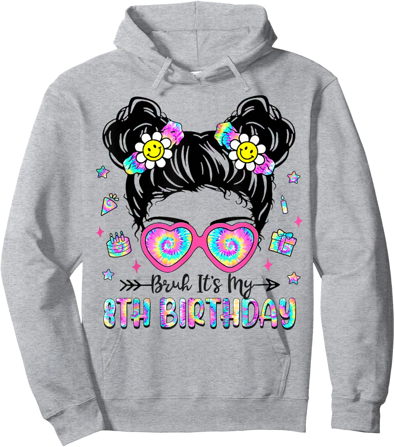 Bruh It's My 8th Birthday 8 Year Old Girls 8yr Birthday Girl Hoodie - Hoodie | Ash