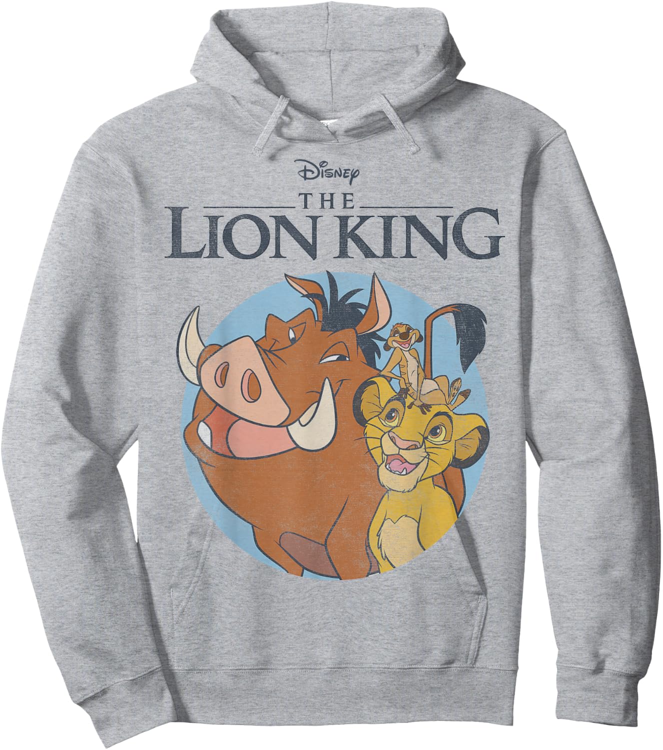 Disney The Lion King Timon Pumbaa & Simba Portrait Logo Hoodie - Hoodie | Ash