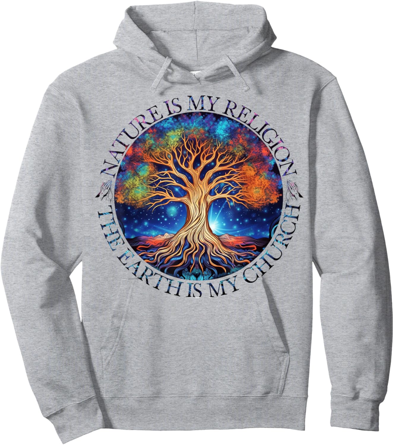 Nature Is My Religion The Earth Is My Church Mandala Tree Hoodie - Hoodie | Ash