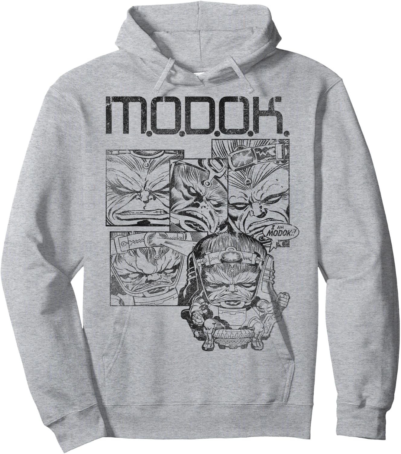 Marvel MODOK Black & White Comic Panels Hoodie - Hoodie | Ash