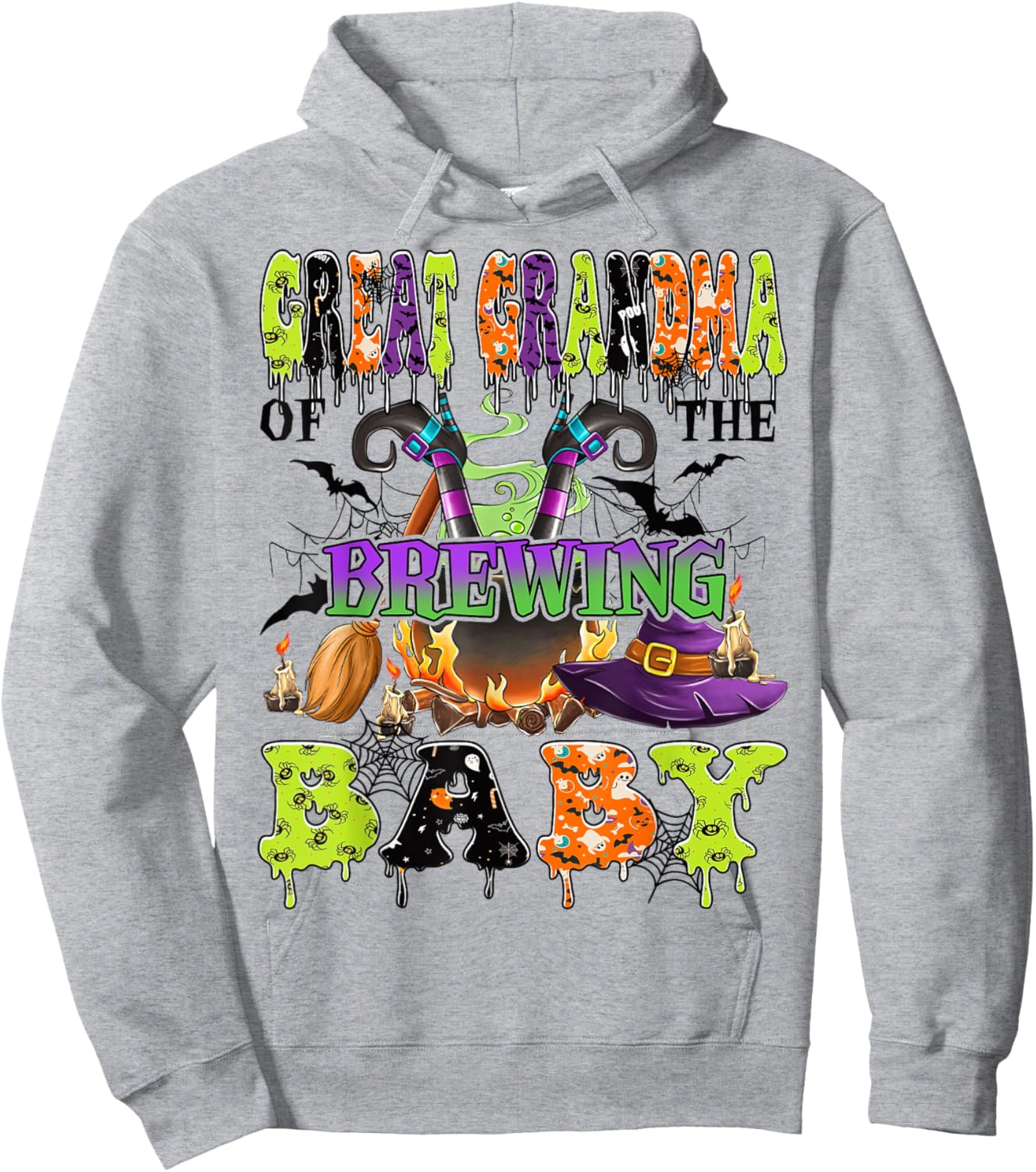 Great Grandma Of The Brewing Baby Halloween Baby Shower Hoodie - Hoodie | Ash