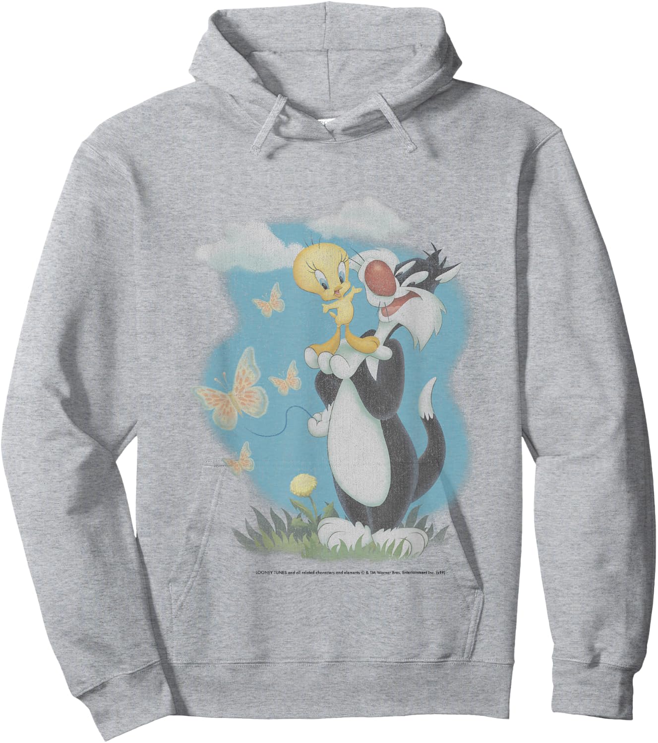 Looney Tunes Sylvester And Tweety Bird Butterfly Portrait Hoodie - Hoodie | Ash
