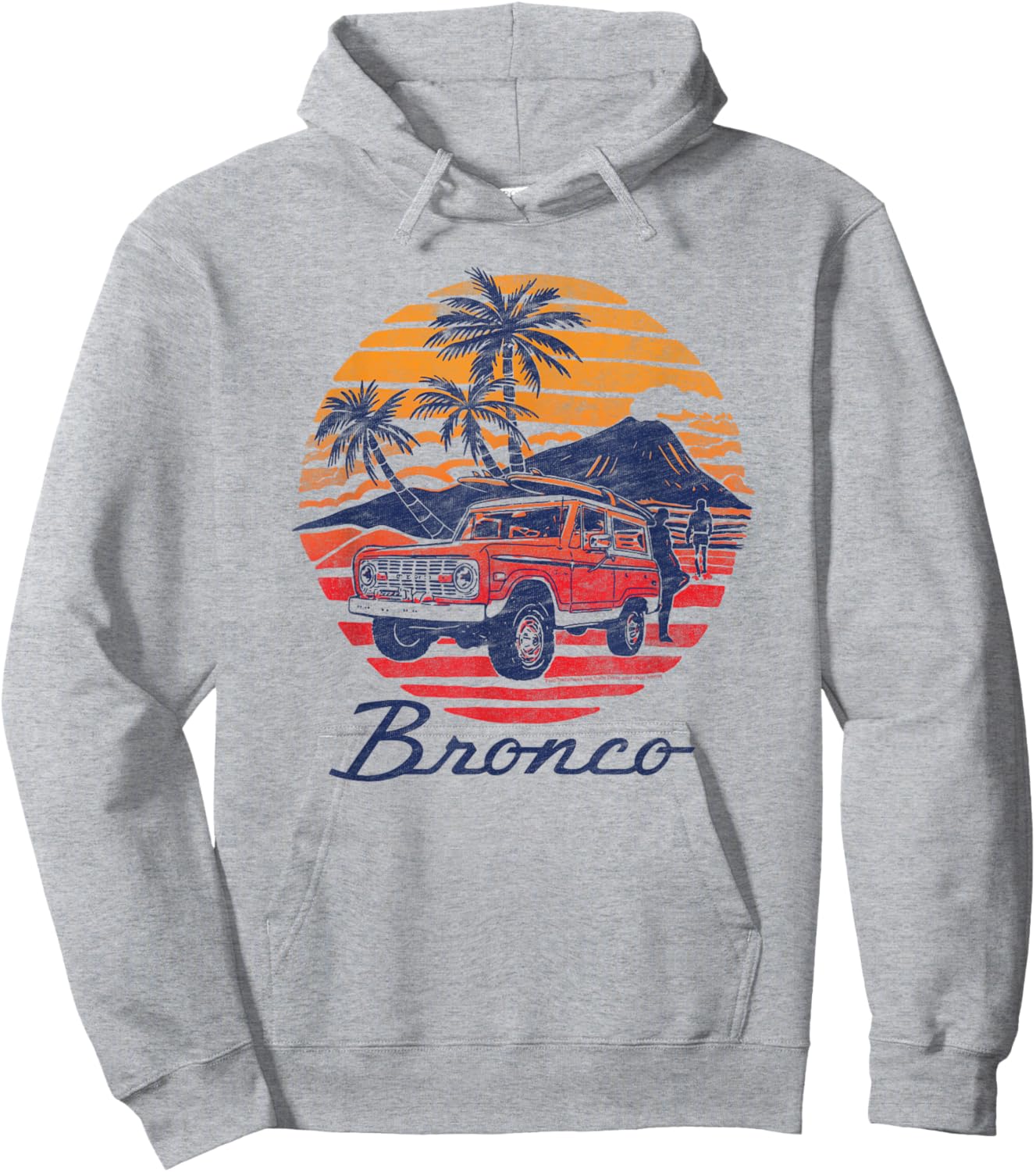 Ford - Bronco Retro Tropical Beach Sunset Men Women Kids Hoodie - Hoodie | Ash