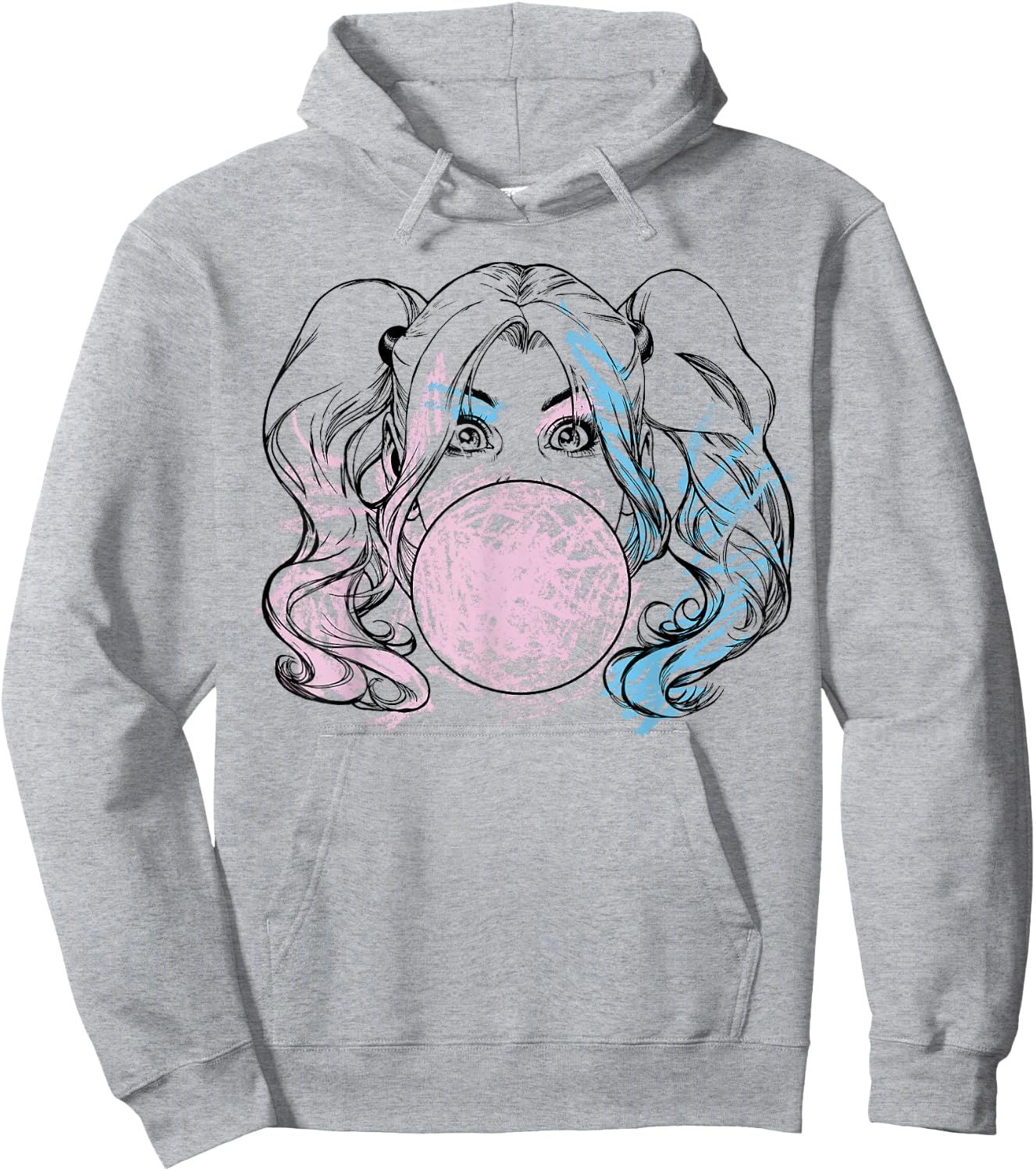 DC Comics Batman Harley Quinn Crayon Outline Small Hoodie - Hoodie | Ash