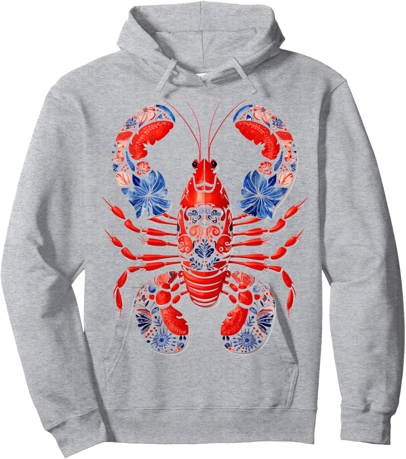 Lobster Animal Print Motif Nature Portrait Lobster Hoodie - Hoodie | Ash
