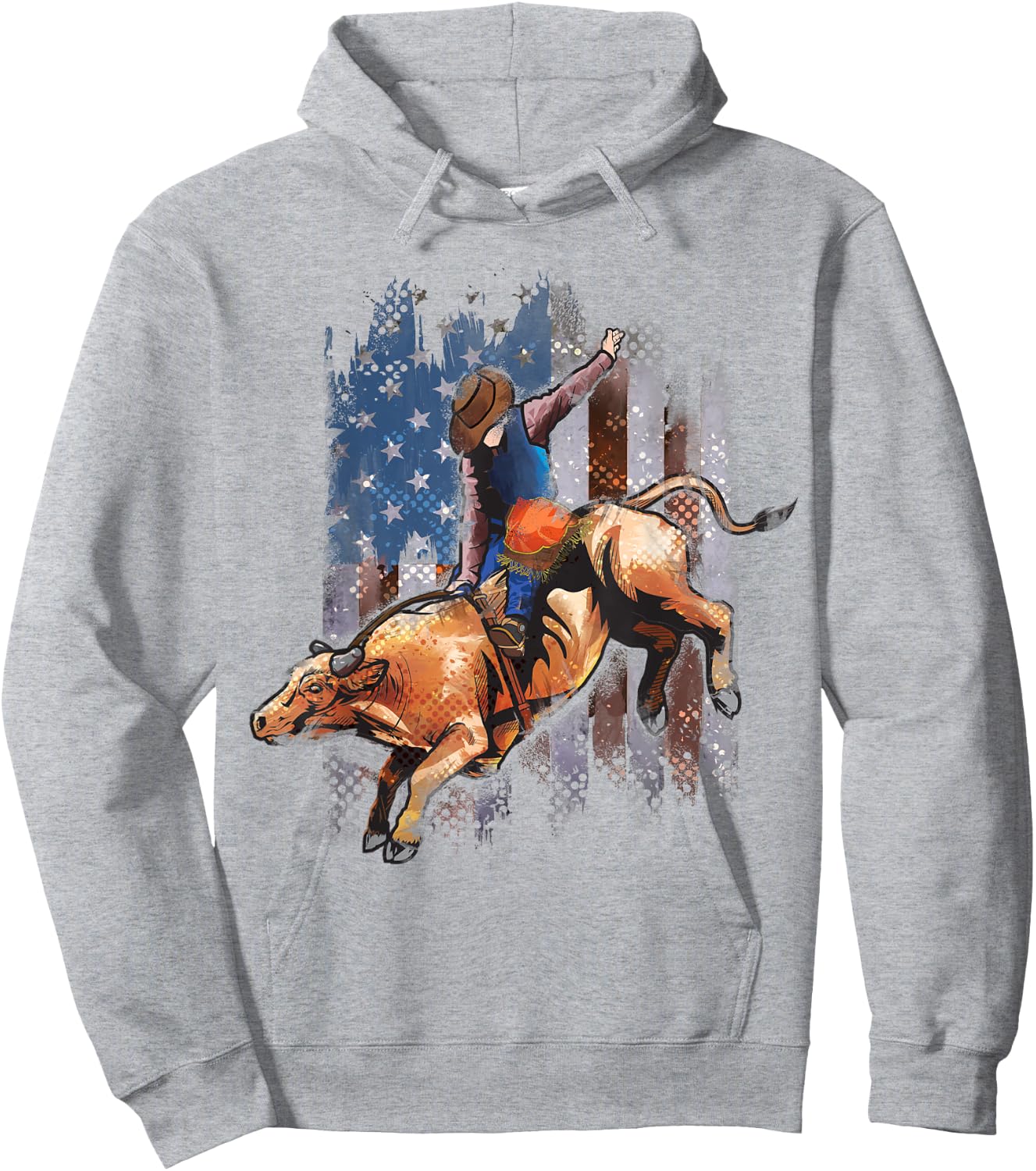 Rodeo Bull Riding American Flag Shirt Cowboy Bull Rider Hoodie - Hoodie | Ash