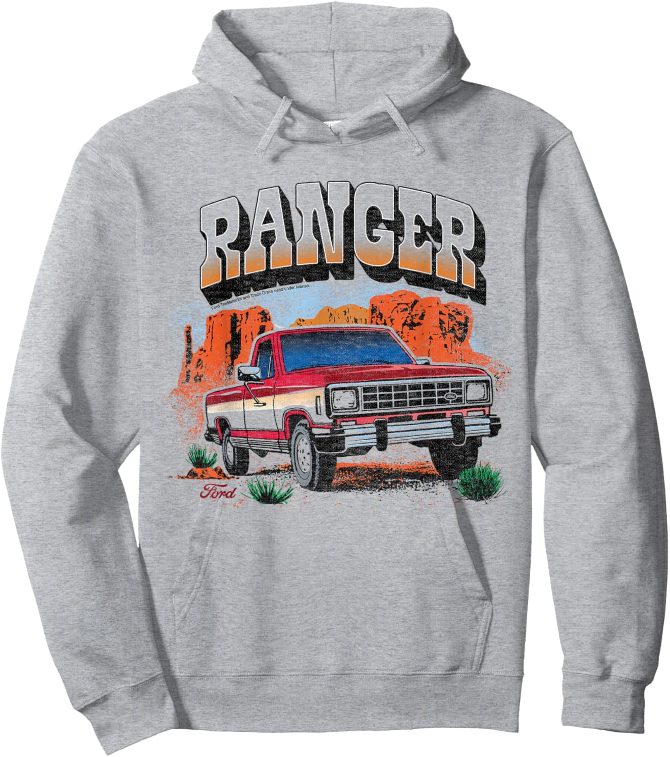 Ford - Ranger Truck 1983 Outdoor Desert Mountain Landscape Hoodie - Hoodie | Ash