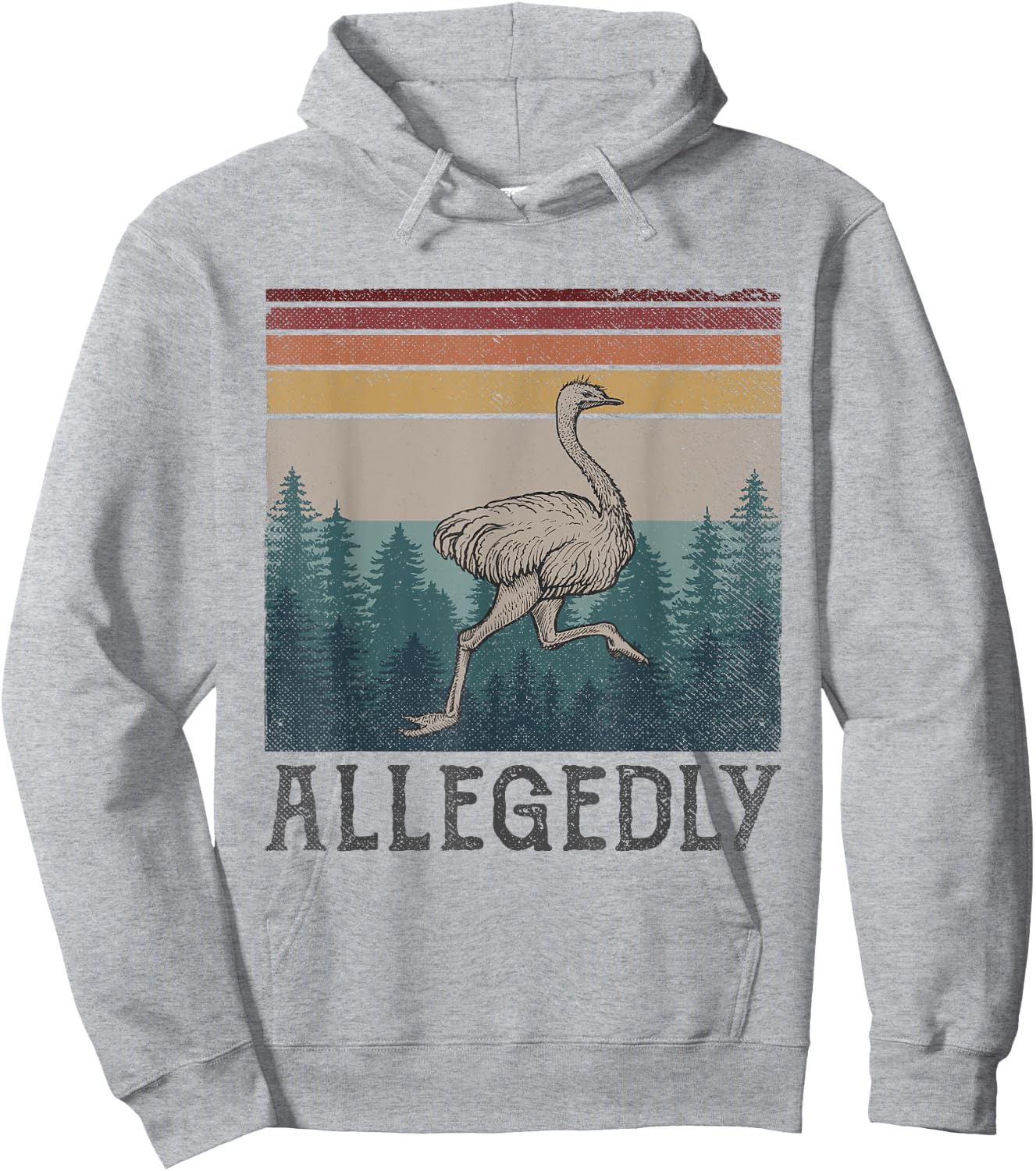 Allegedly Ostrich Vintage Retro Funny Bird Lover Hoodie - Hoodie | Ash