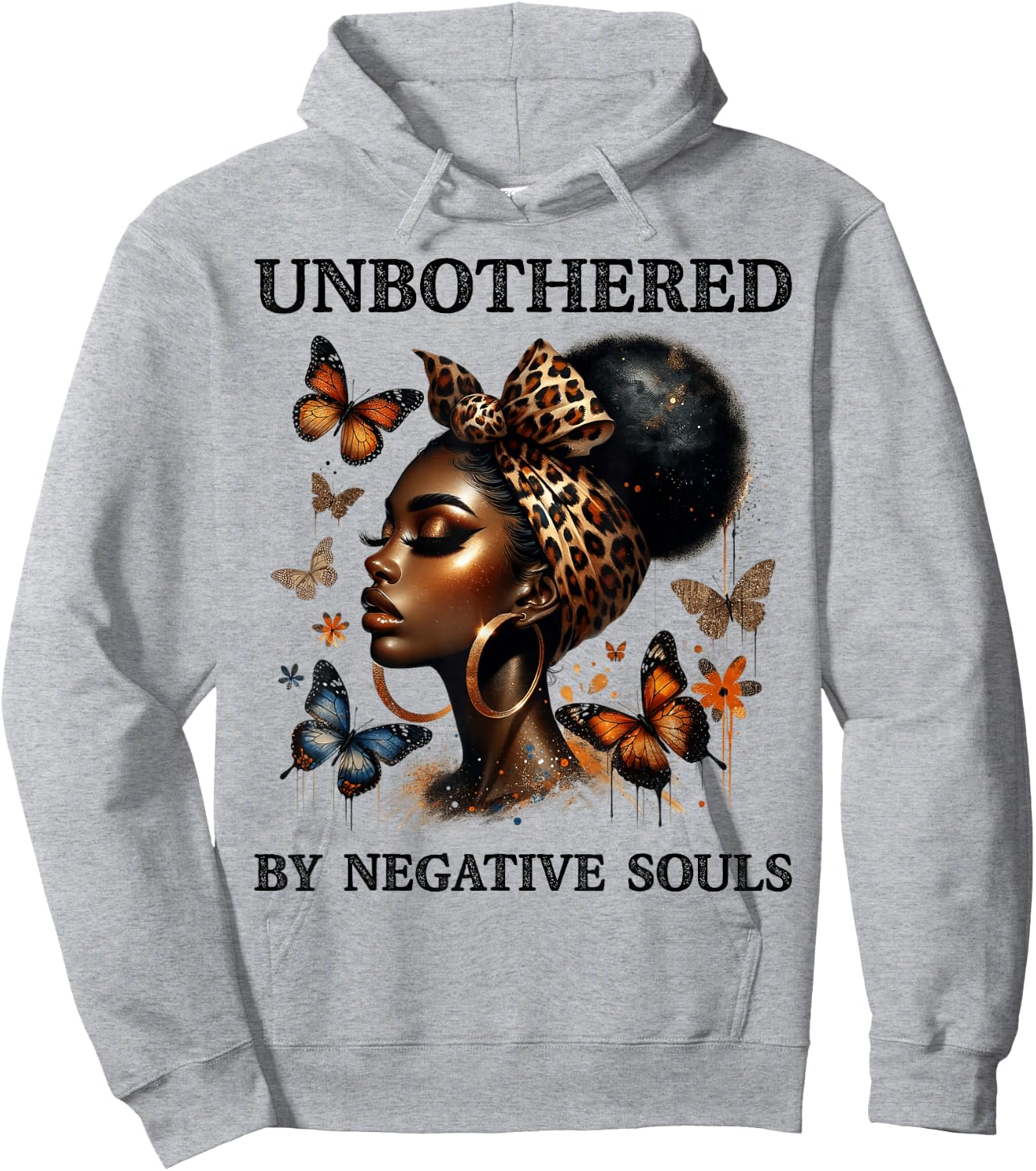Unbothered By Negative Soul Black Woman Butterfly Juneteenth Hoodie - Hoodie | Ash