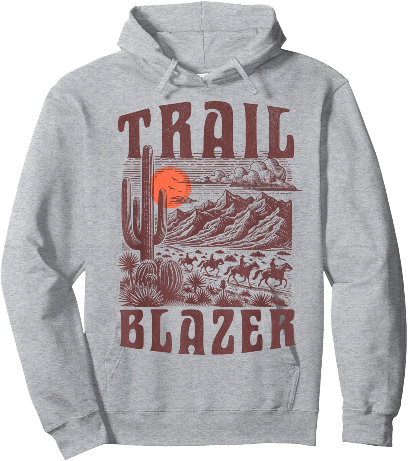 Vintage Western Neutral Horse Cowboy Cowgirl Trail Blazer Hoodie - Hoodie | Ash