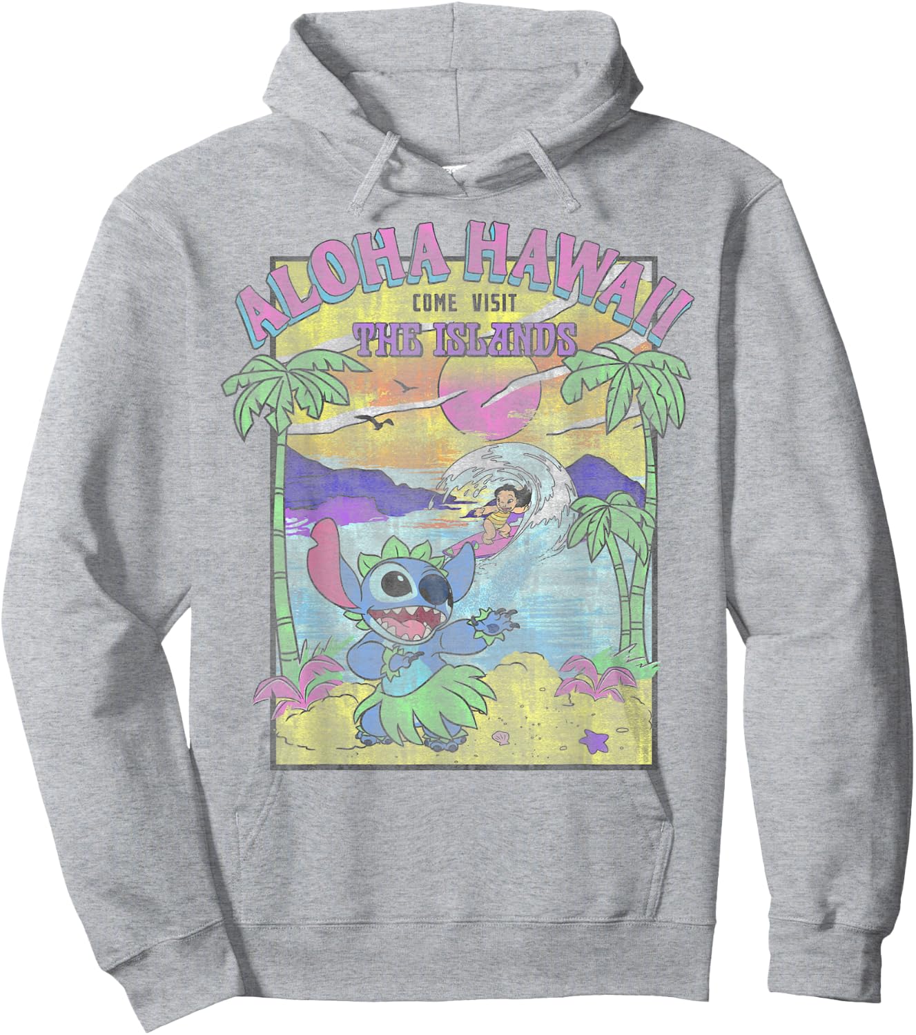 Disney Lilo & Stitch Aloha Hawaii Come Visit The Islands Hoodie - Hoodie | Ash