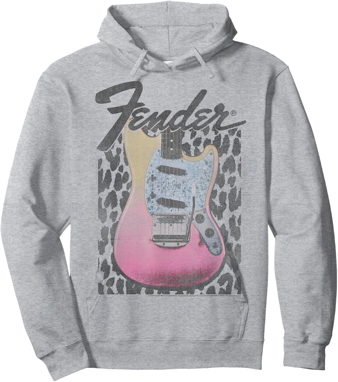 Fender Grunge Cheetah Print Electric Guitar Small Hoodie - Hoodie | Ash