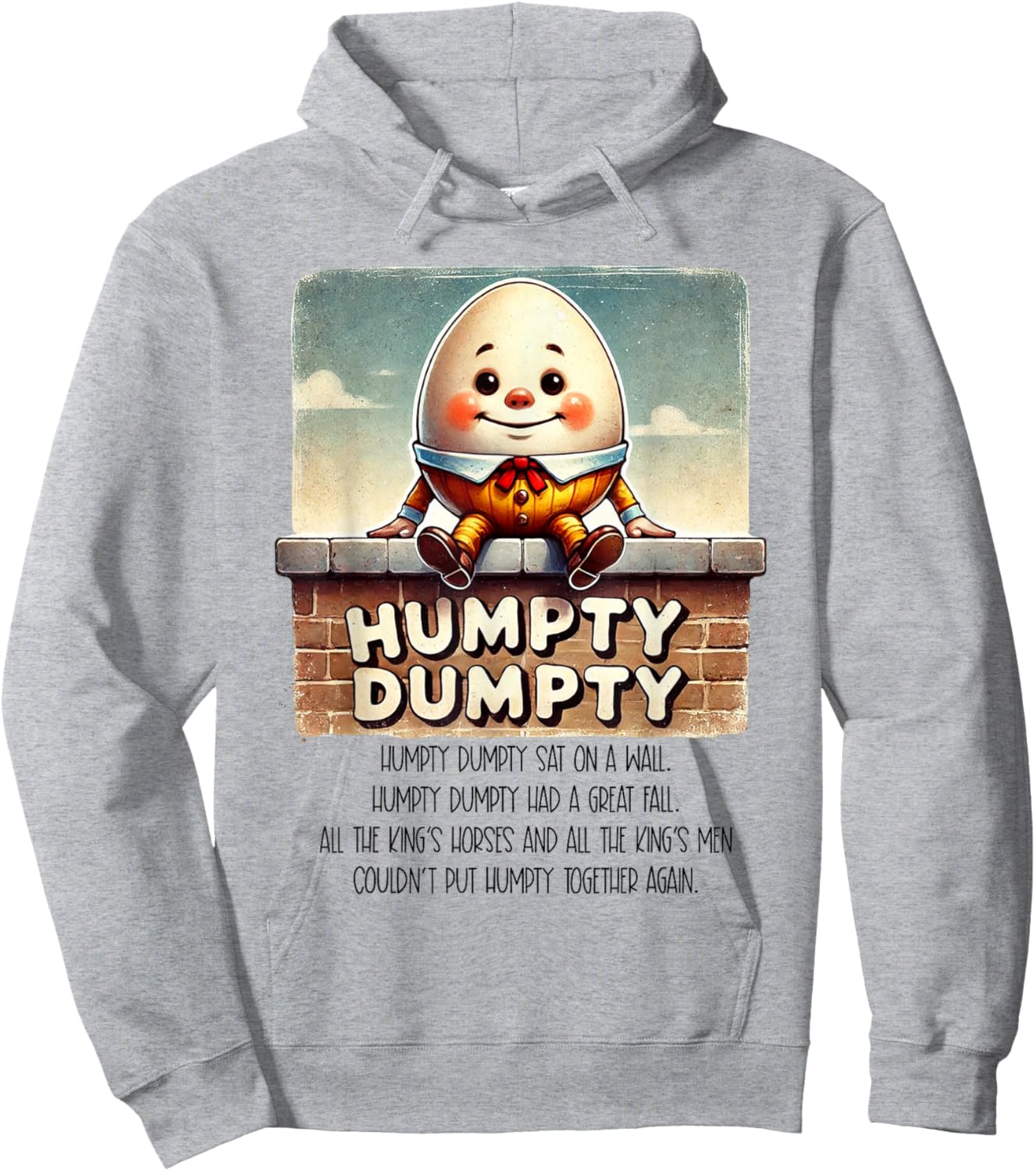 Humpty Dumpty Kids Nursery Rhyme Retro Humpty Dumpty Poem Hoodie - Hoodie | Ash
