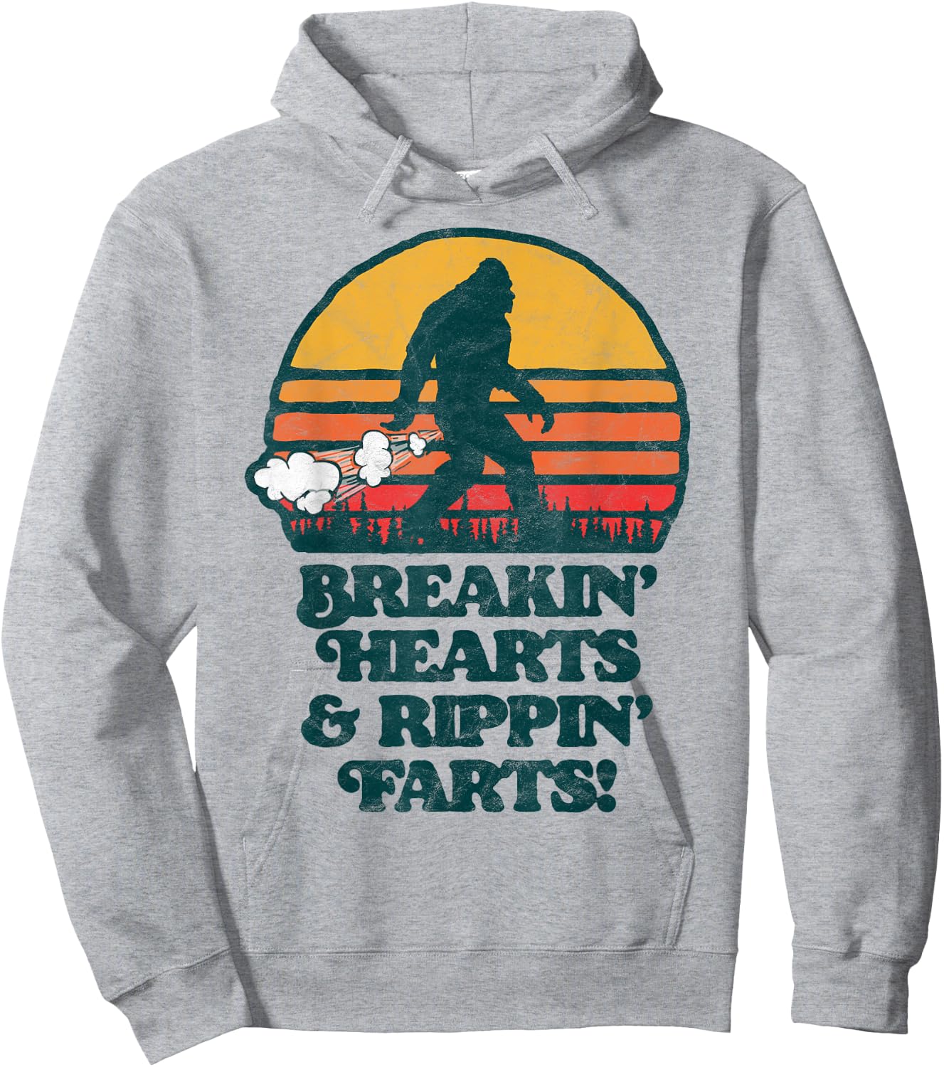 Sasquatch Breakin Hearts & Rippin Farts! Funny Bigfoot Sun Hoodie - Hoodie | Ash
