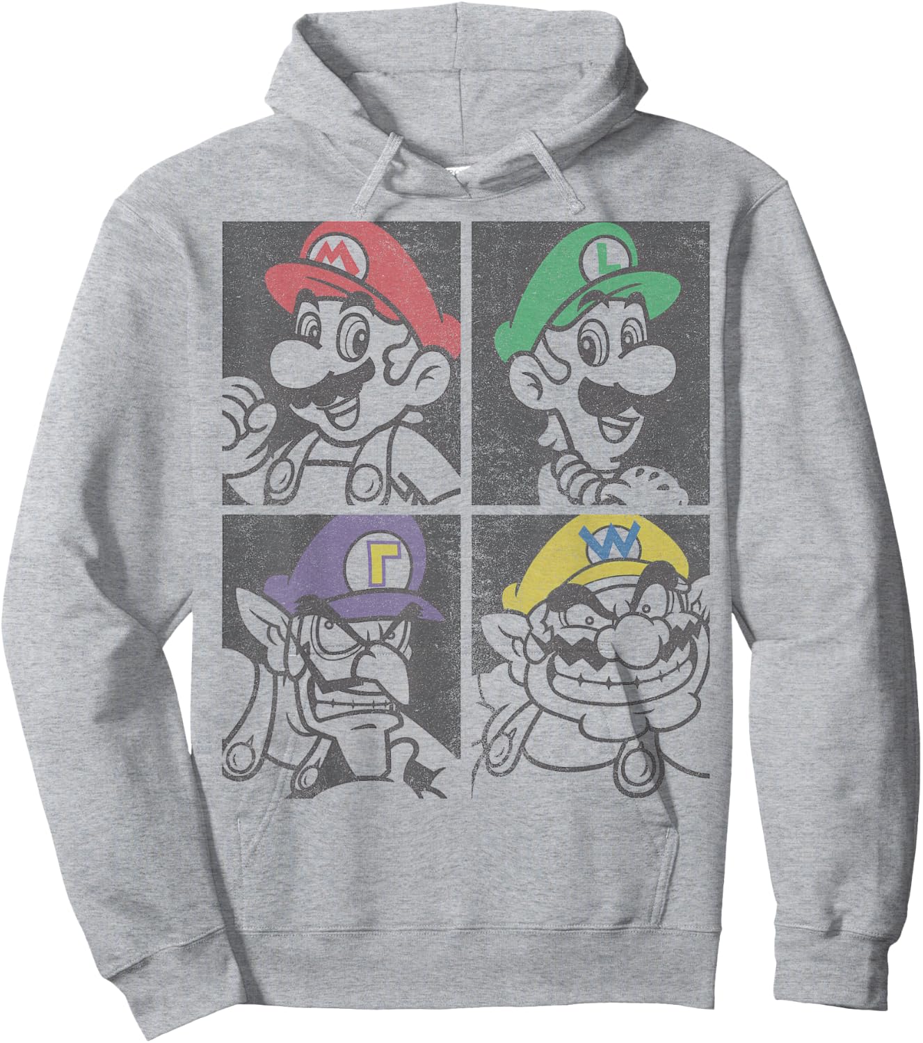 Super Mario Mario Luigi Wario Waluigi Box Up Hoodie - Hoodie | Ash