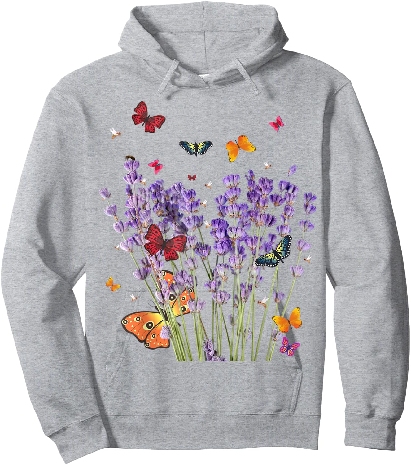Beautiful Butterflies & Lavender . Vintage & Graphic. Hoodie - Hoodie | Ash