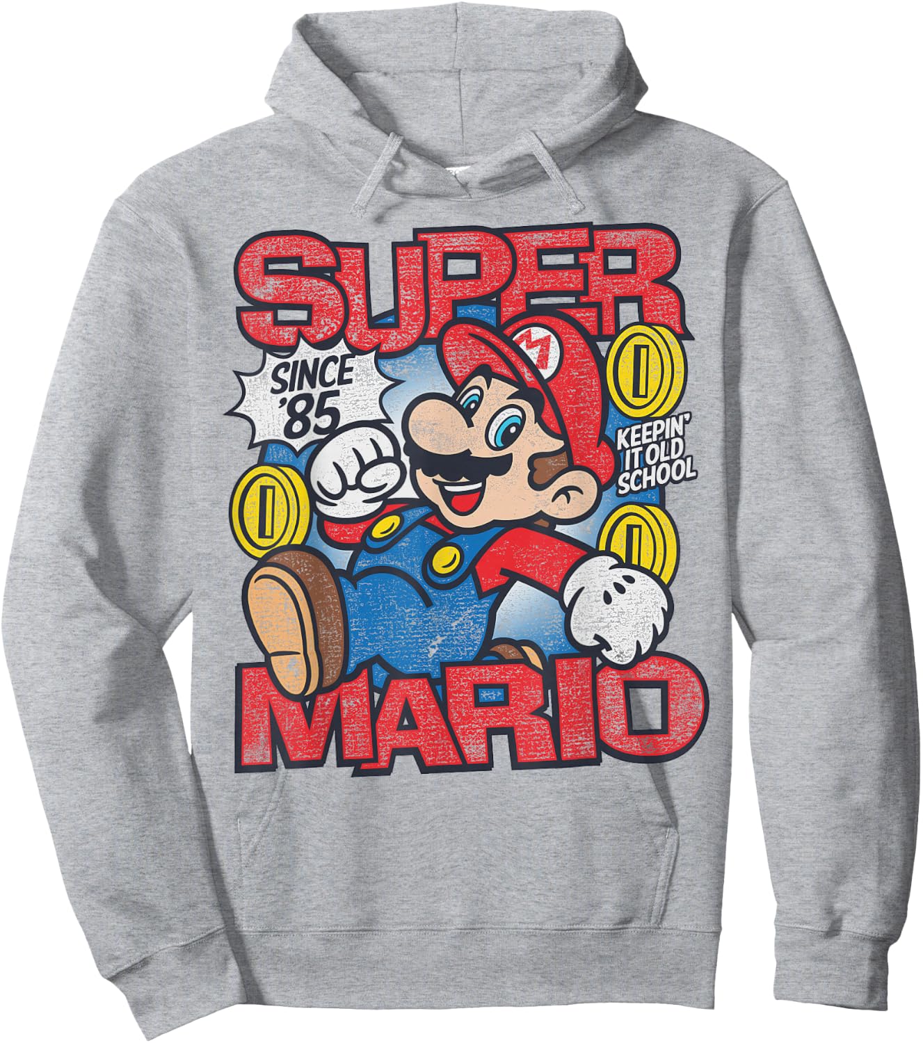Super Mario Bros Mushroom Kingdom Since '85 Vintage Hoodie - Hoodie | Ash