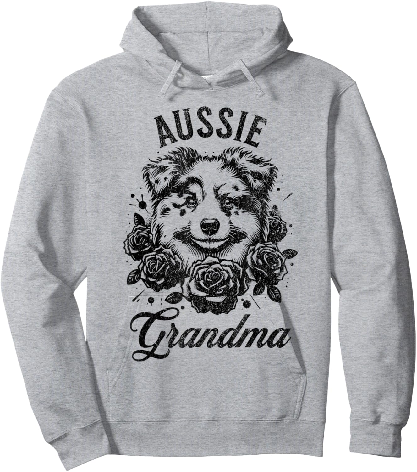 Aussie Light Red Merle Australian Shepherd Grandma Flowers Hoodie - Hoodie | Ash