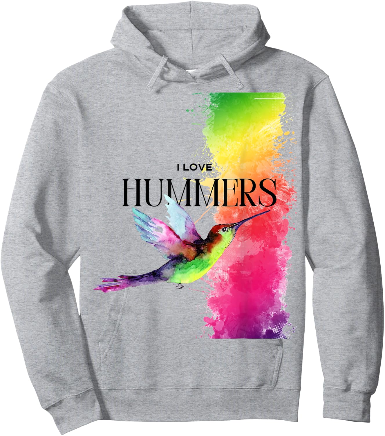 I Love Hummers Watercollor Cute I Love Hummers Bird Hoodie - Hoodie | Ash