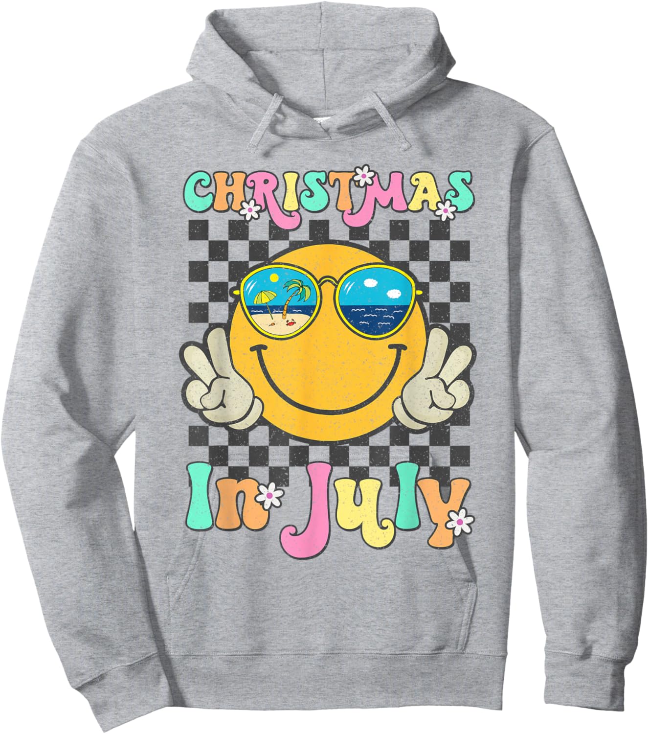 Christmas in July Smile Face Summer Beach Vacation Girl Kids Hoodie - Hoodie | Ash