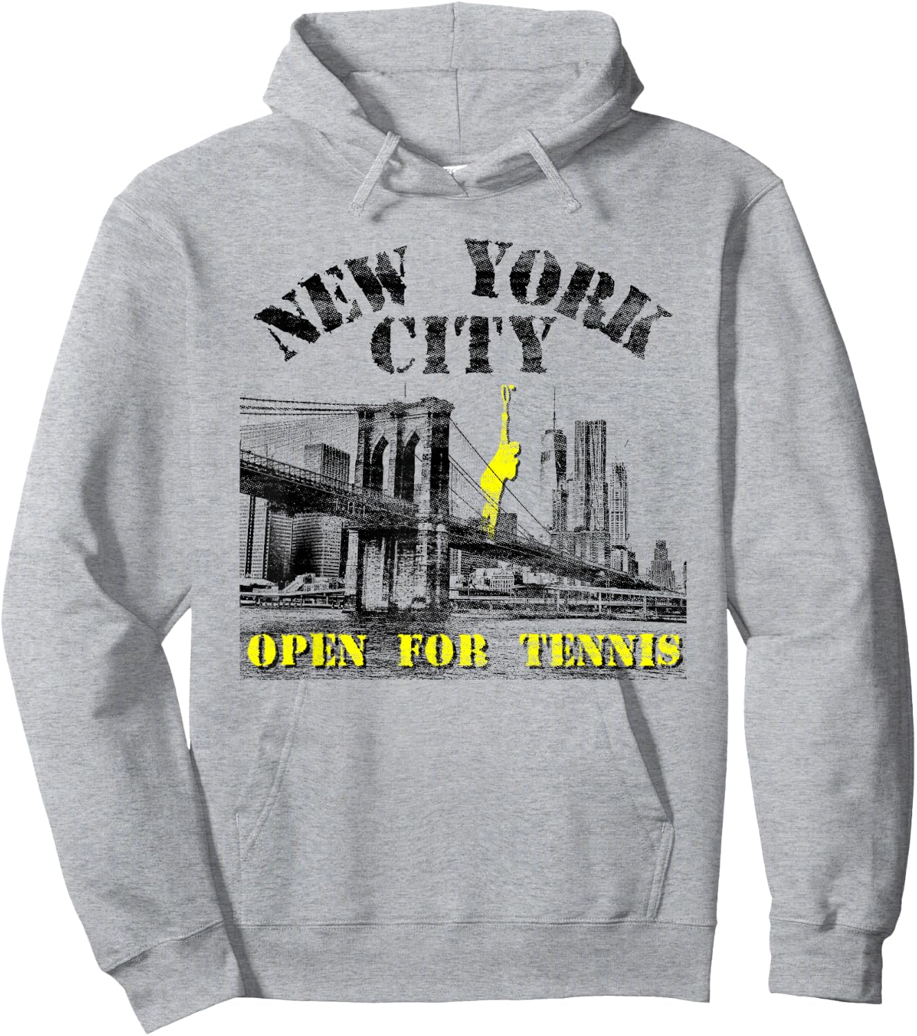 New York City Open for Tennis | Vintage Look | NYC Skyline Hoodie - Hoodie | Ash