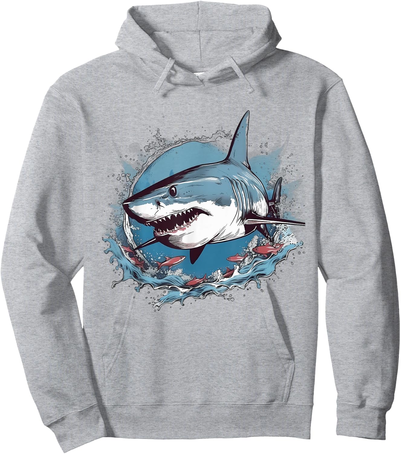 Retro Style Great White Shark Hoodie - Hoodie | Ash