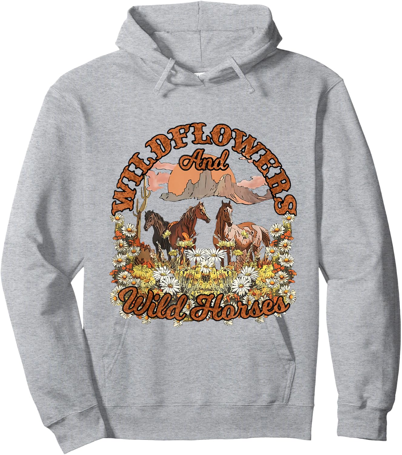 Wildflowers and Wild Horses Nature Beauty Country Outdoors Hoodie - Hoodie | Ash
