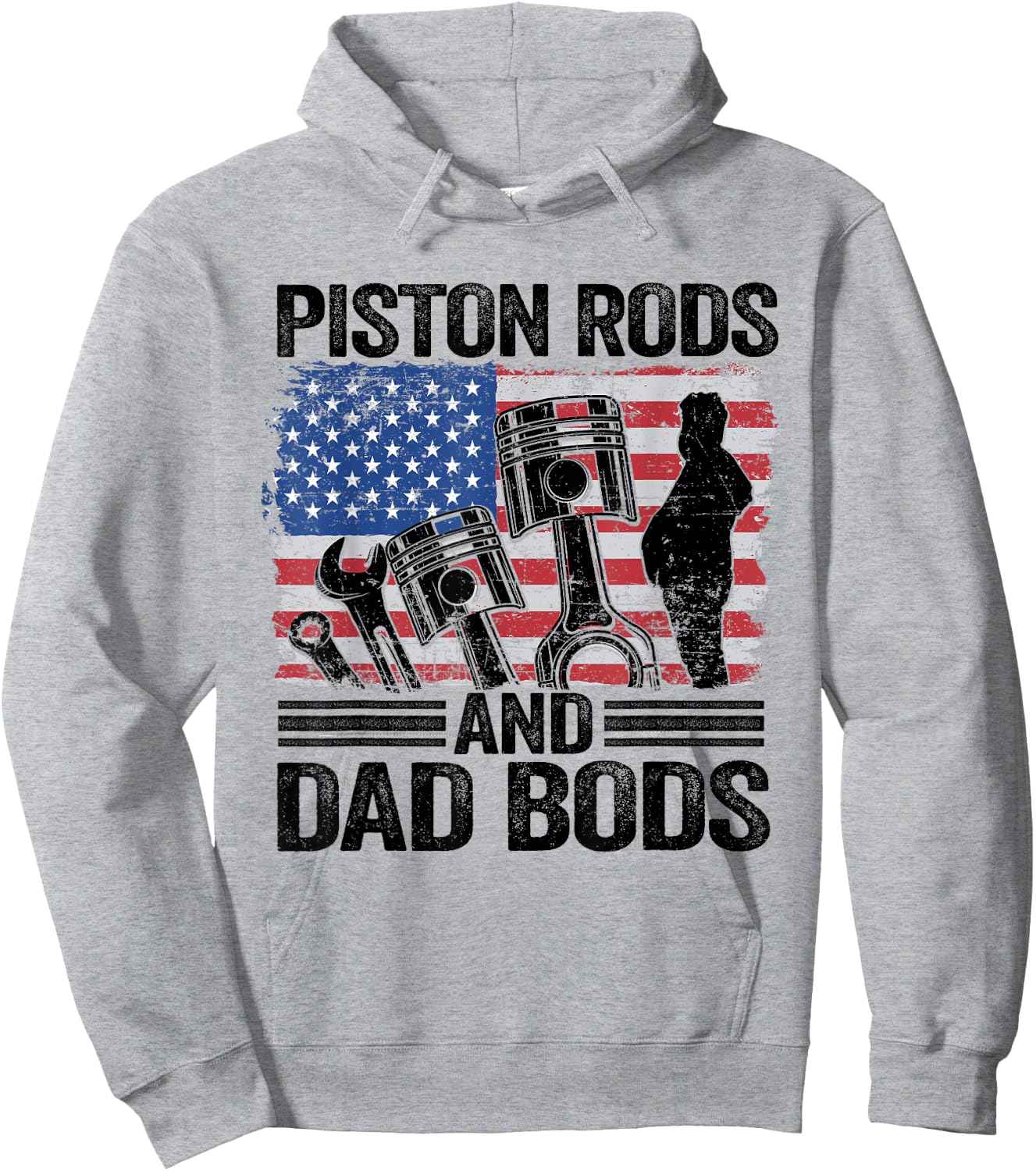 American Flag Car Mechanic Daddy Piston Rods And Dad Bods Men Hoodie - Hoodie | Ash
