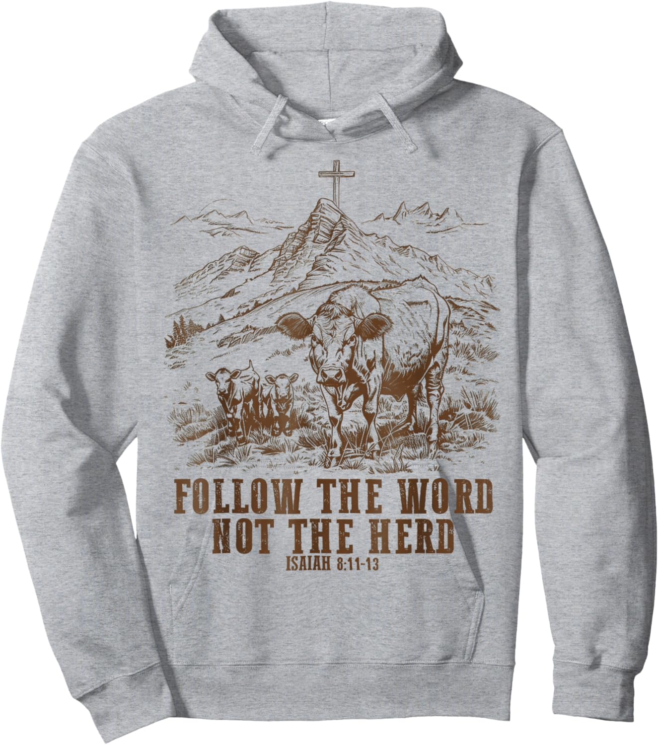 Cow Follow the Word Not the Herd Hoodie - Hoodie | Ash