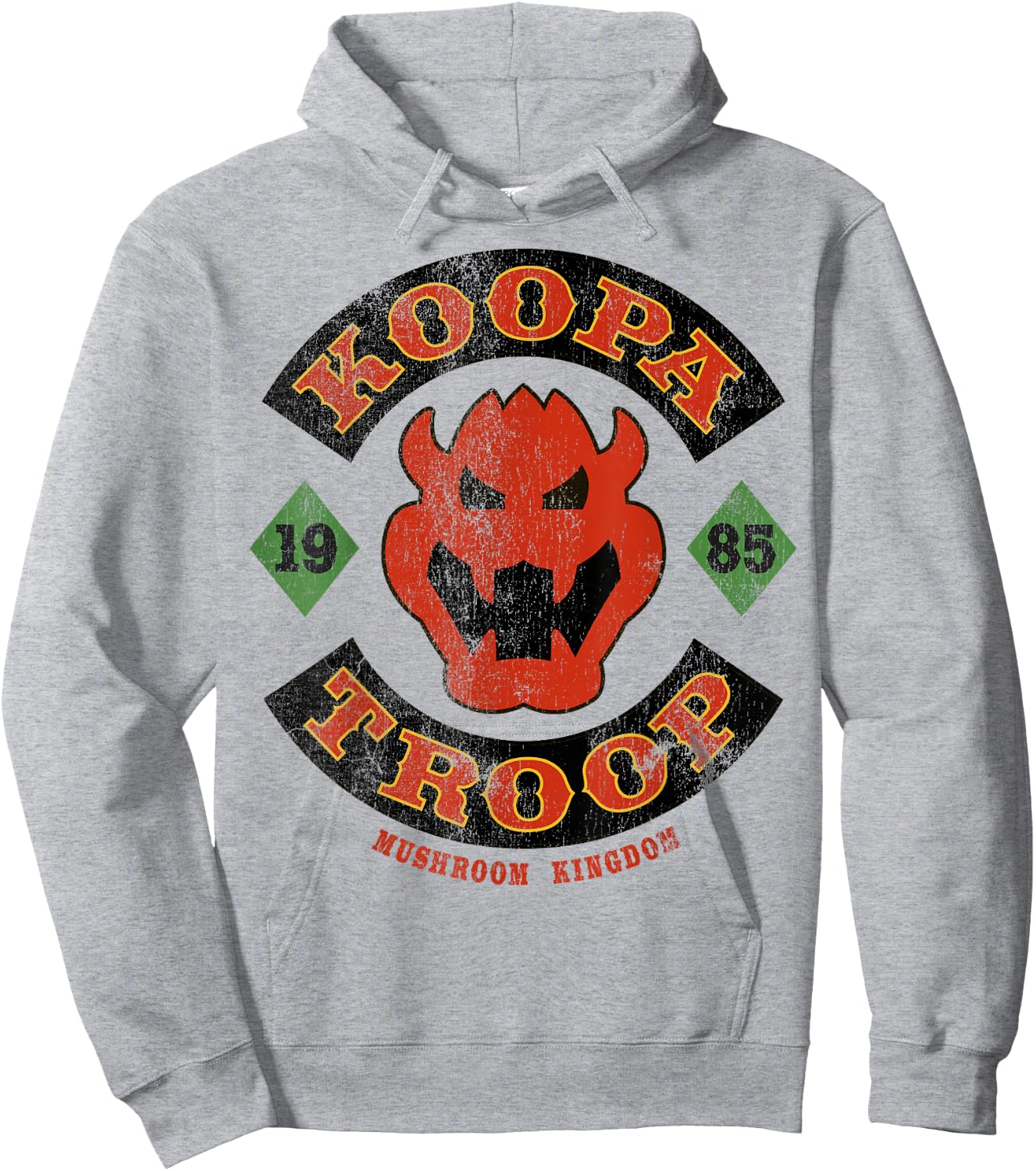 Super Mario Bros Bowser Koopa Troop Vintage Distressed Hoodie - Hoodie | Ash