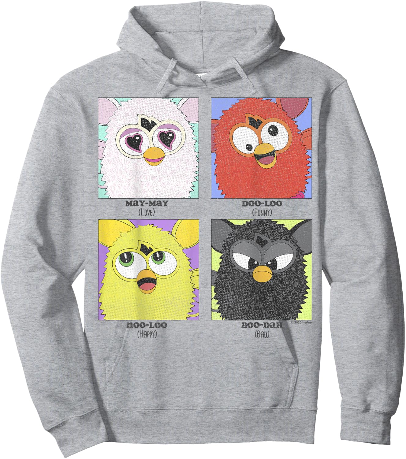 Furby Different Emotions Vintage Box Up Hoodie - Hoodie | Ash
