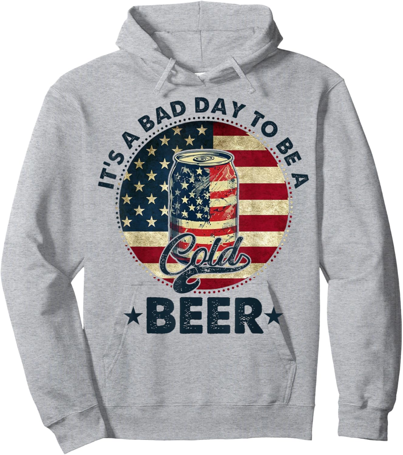 US Flag Beer 4th of July It's a Bad Day to Be a Cold Beer Hoodie - Hoodie | Ash