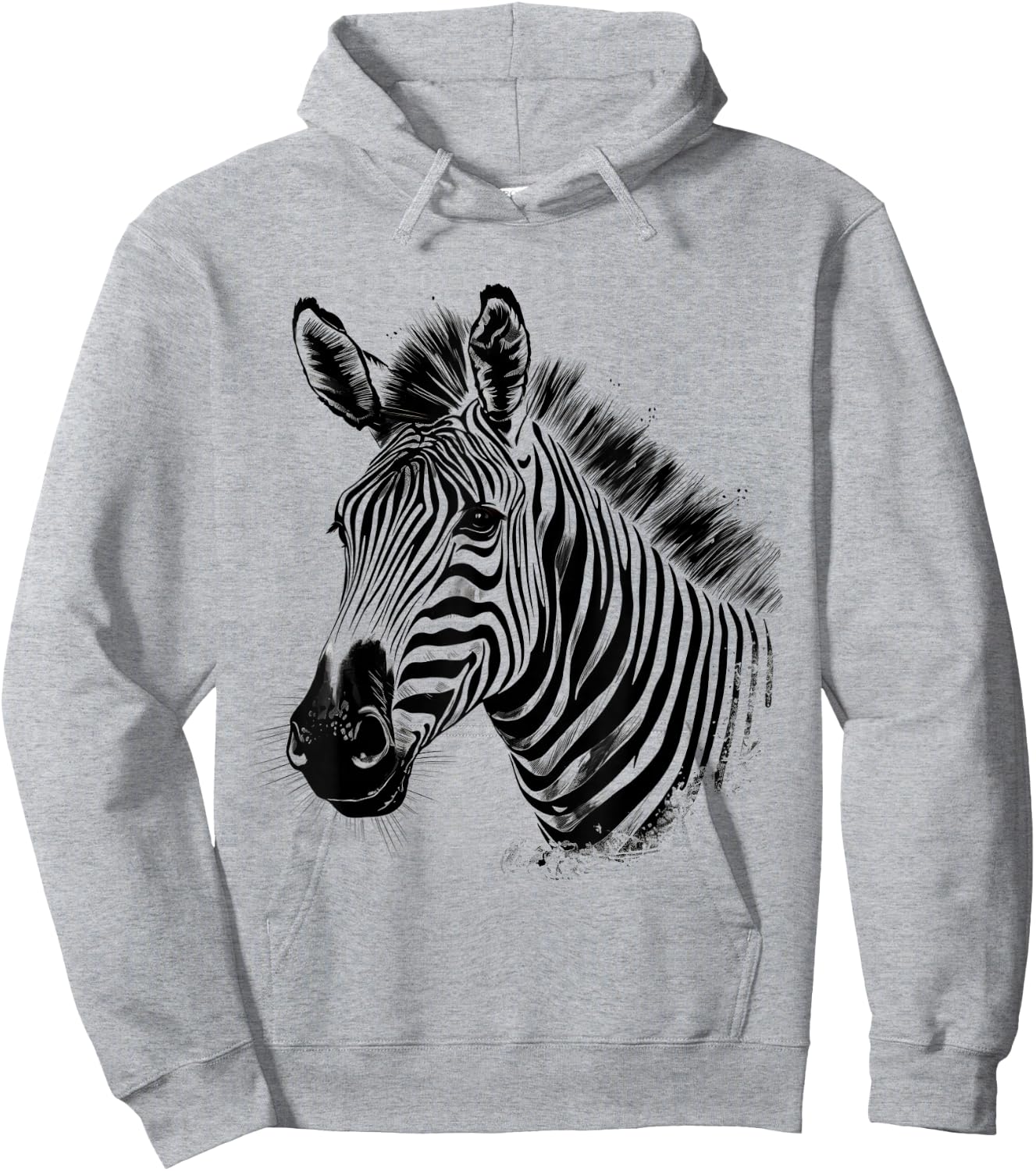 Zebra Wildlife Drawing Animal Print Motif Wildlife Artwork Hoodie - Hoodie | Ash