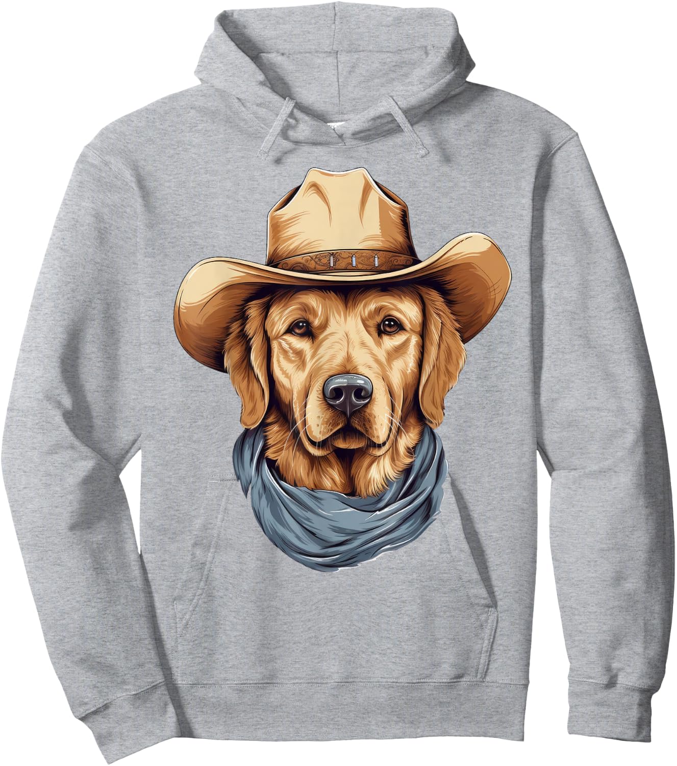 Golden Retriever Dog in Cowboy Hat Golden Retriever Lovers Hoodie - Hoodie | Ash
