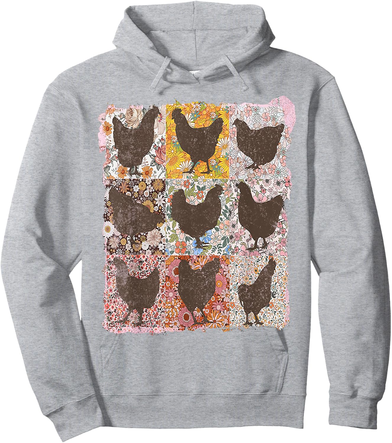 Retro Boho Chicken Farm Shirt Chicken Floral Mother's Day Hoodie - Hoodie | Ash