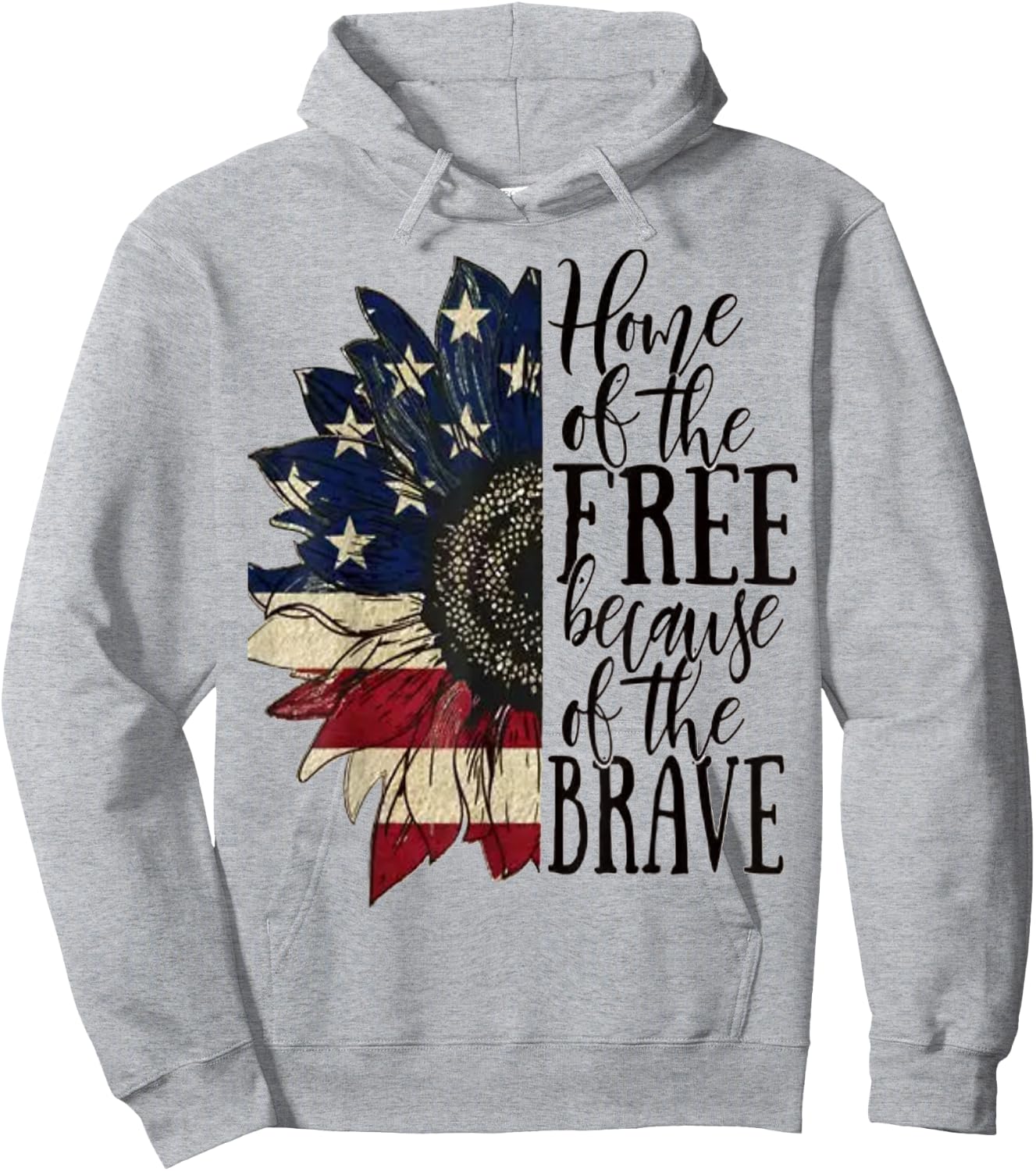 American Flag Patriot Home of The Free Because of The Brave Hoodie - Hoodie | Ash