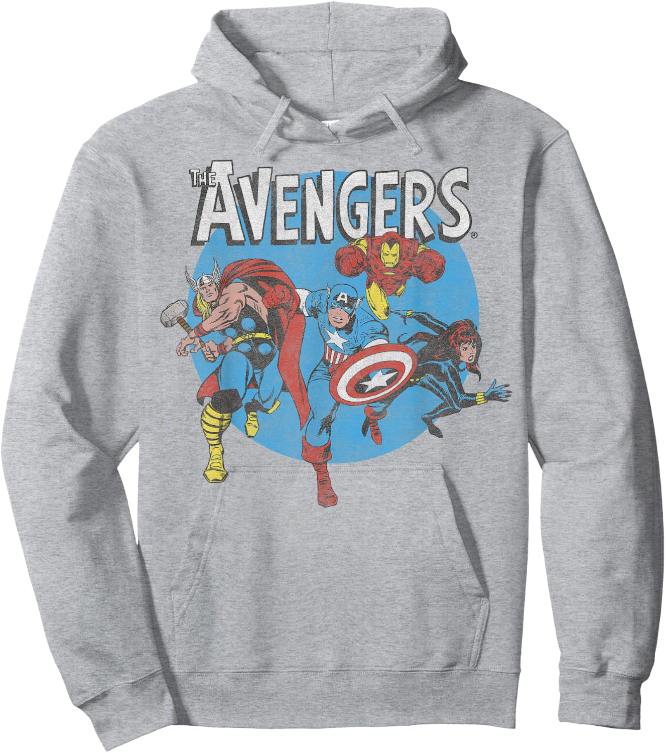 Marvel The Avengers Retro Group Shot Circle Hoodie - Hoodie | Ash