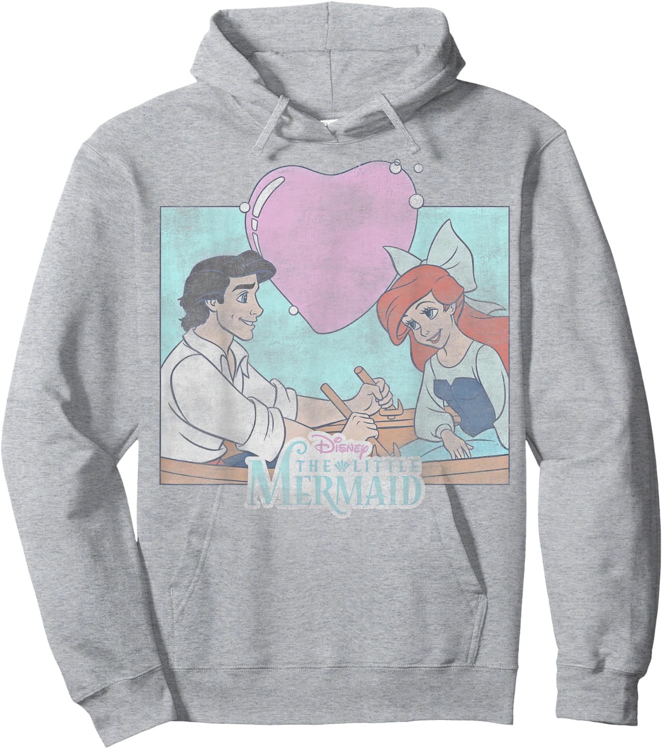 Disney The Little Mermaid Eric & Ariel Heart Portrait Small Hoodie - Hoodie | Ash