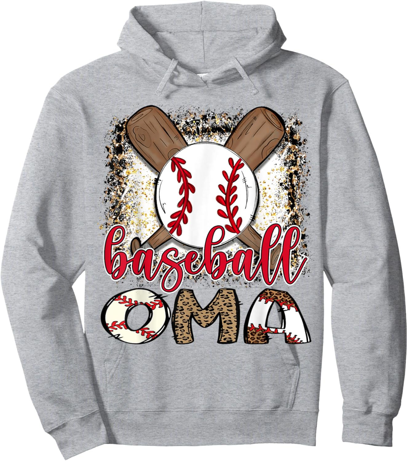 Baseball Oma Leopard Proud Ball Oma Hoodie - Hoodie | Ash