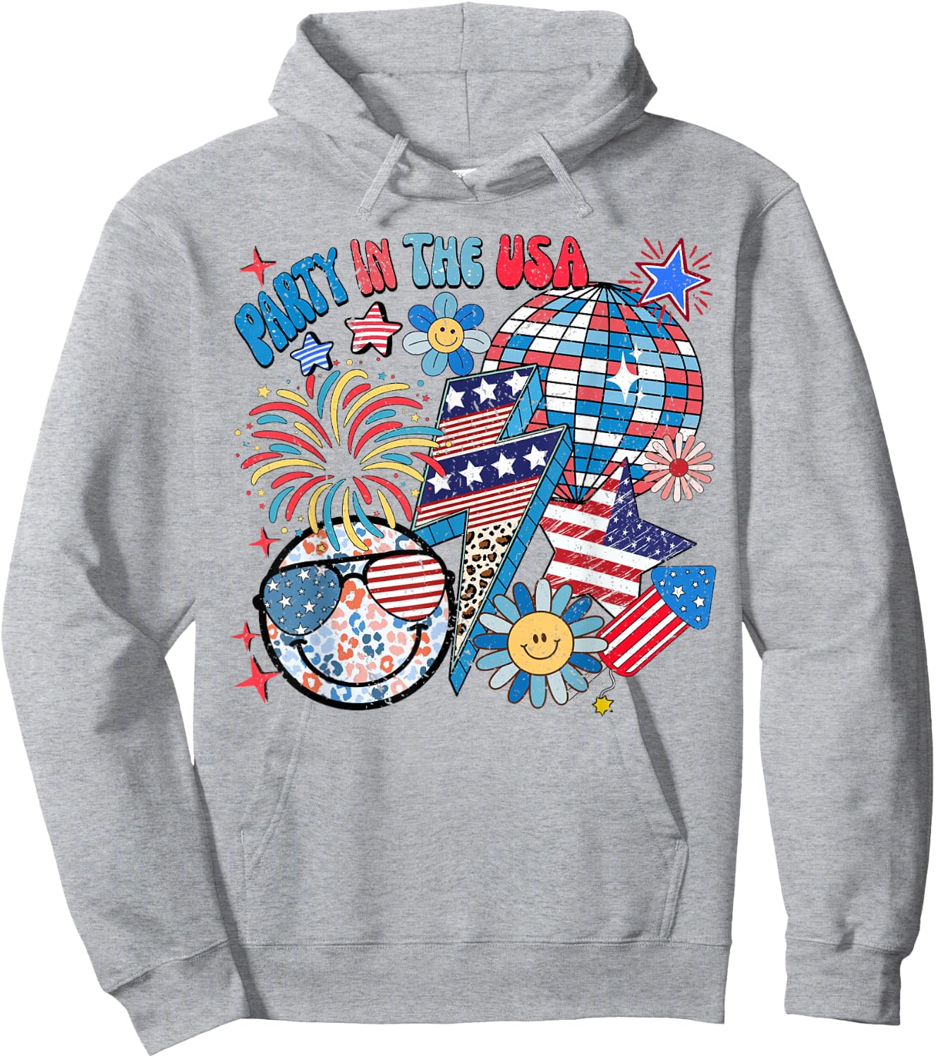 American Flag Party in USA 4th July Patriotic Kids Teen Girl Hoodie - Hoodie | Ash