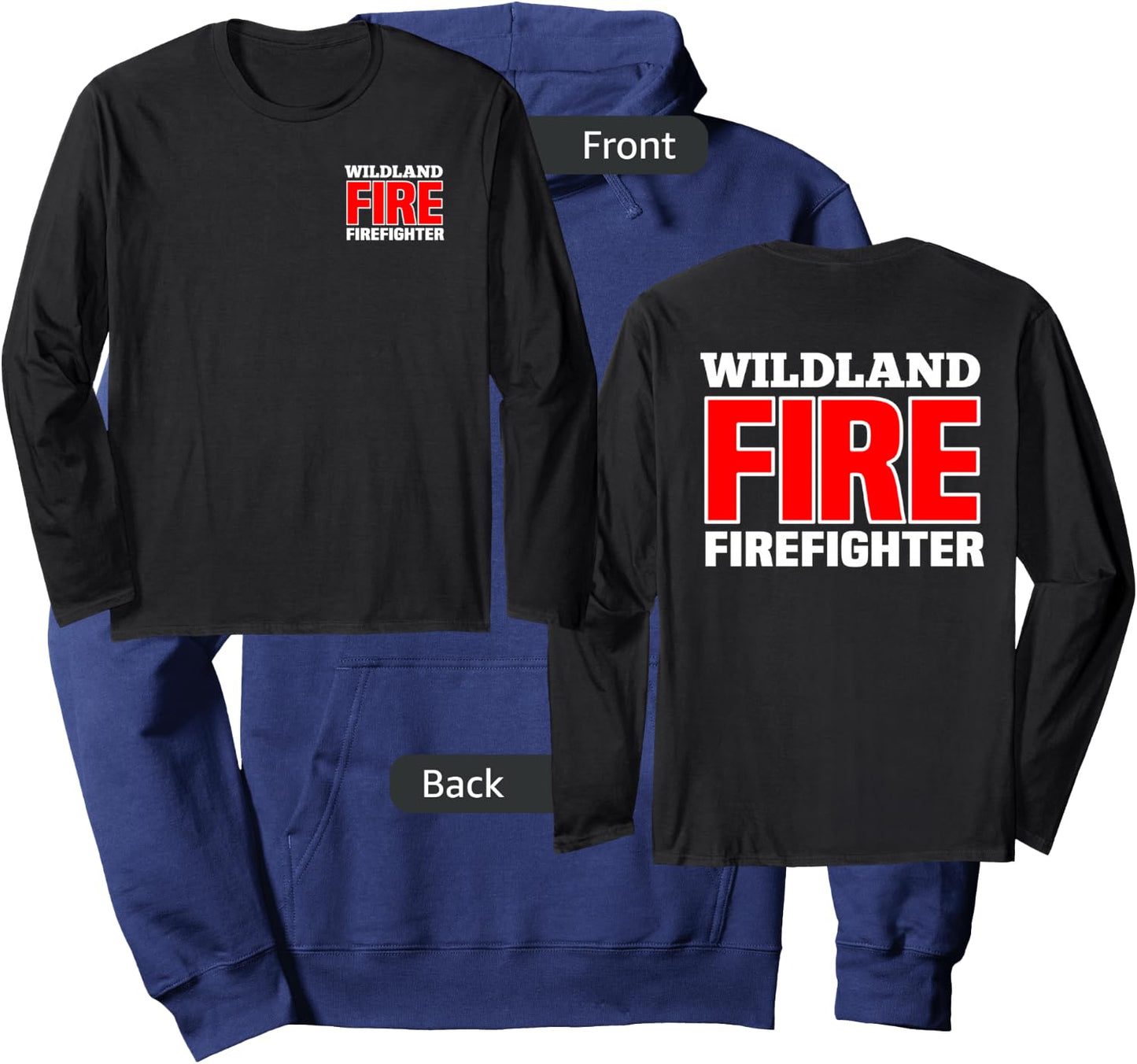 Wildland Fire Rescue Department Firefighters Firemen Uniform Hoodie - Hoodie | Navy