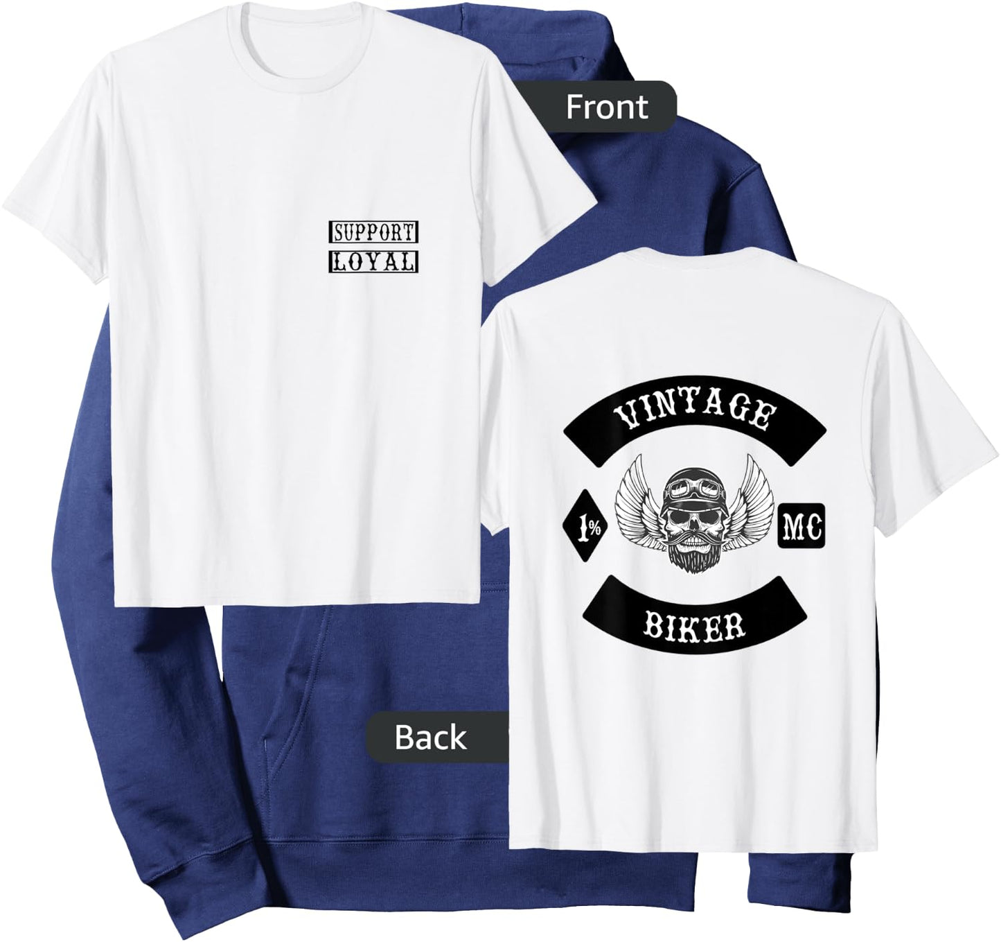 Vintage Biker Mc Patch Motorcycle Club Support Hoodie - Hoodie | Navy