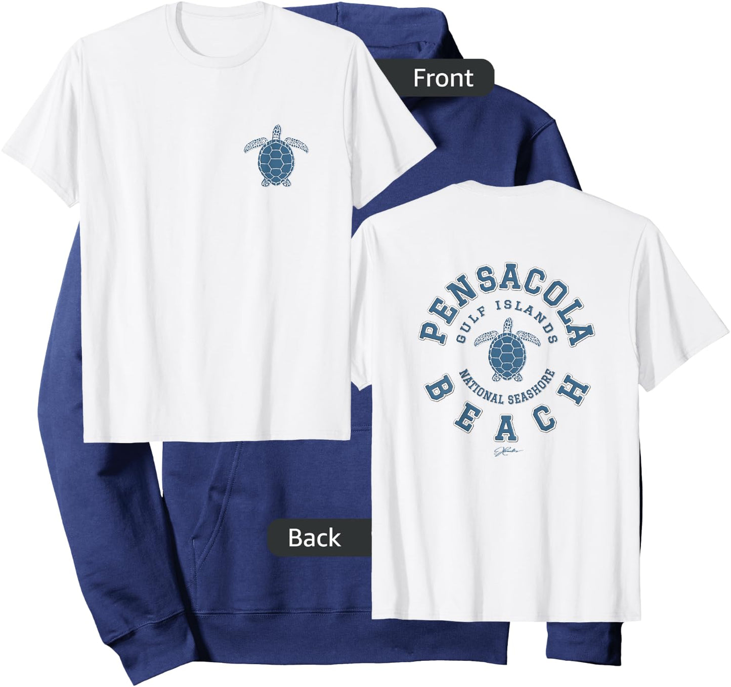 JCombs: Pensacola Beach, FL, Sea Turtle (Two-Sided) Hoodie - Hoodie | Navy