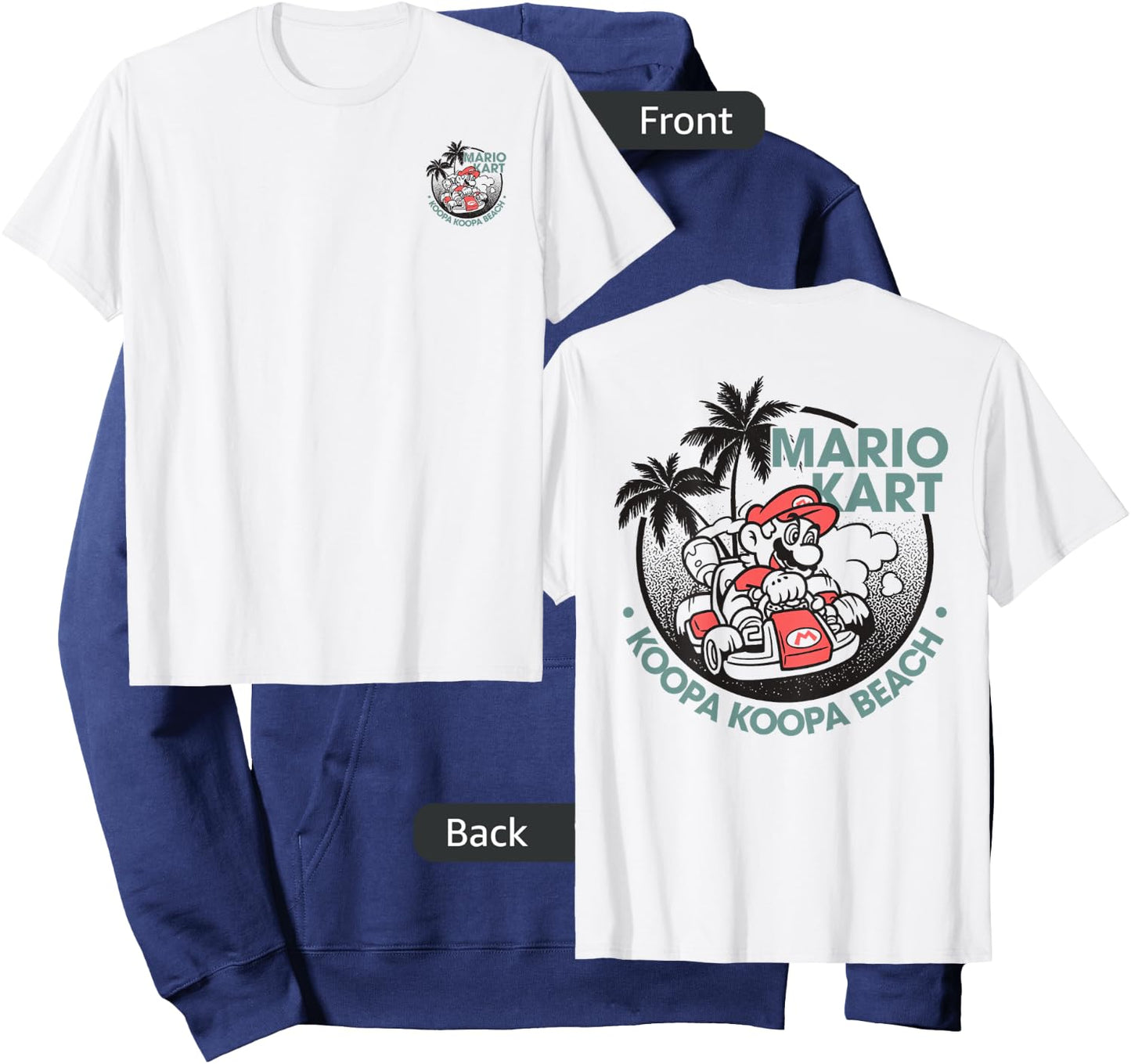 Mario Kart Koopa Koopa Beach Tropical Vintage Nintendo Badge Hoodie - Hoodie | Navy