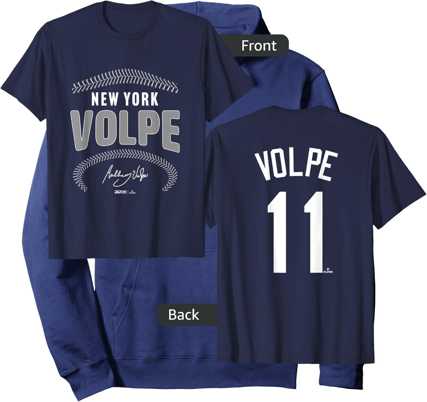 Anthony Volpe New York Baseball Name & Number (Front & Back) Hoodie - Hoodie | Navy